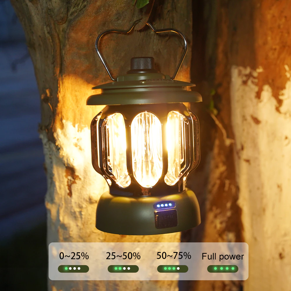 Cheap Goat Tents LED Rechargeable Vintage Camping Lantern Battery Powered Dimmable Camping Lights Portable Hanging Tent Flashlight For Outdoor   